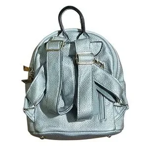 Unbranded Women’s Silver Adjustable Mini Handbag Bookbag Backpack Womens Mini Backpacks, Stylish Mini Fashion Backpack PU  main image 4